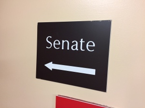 picture showing a sign with an arrow pointing the way to the Senate